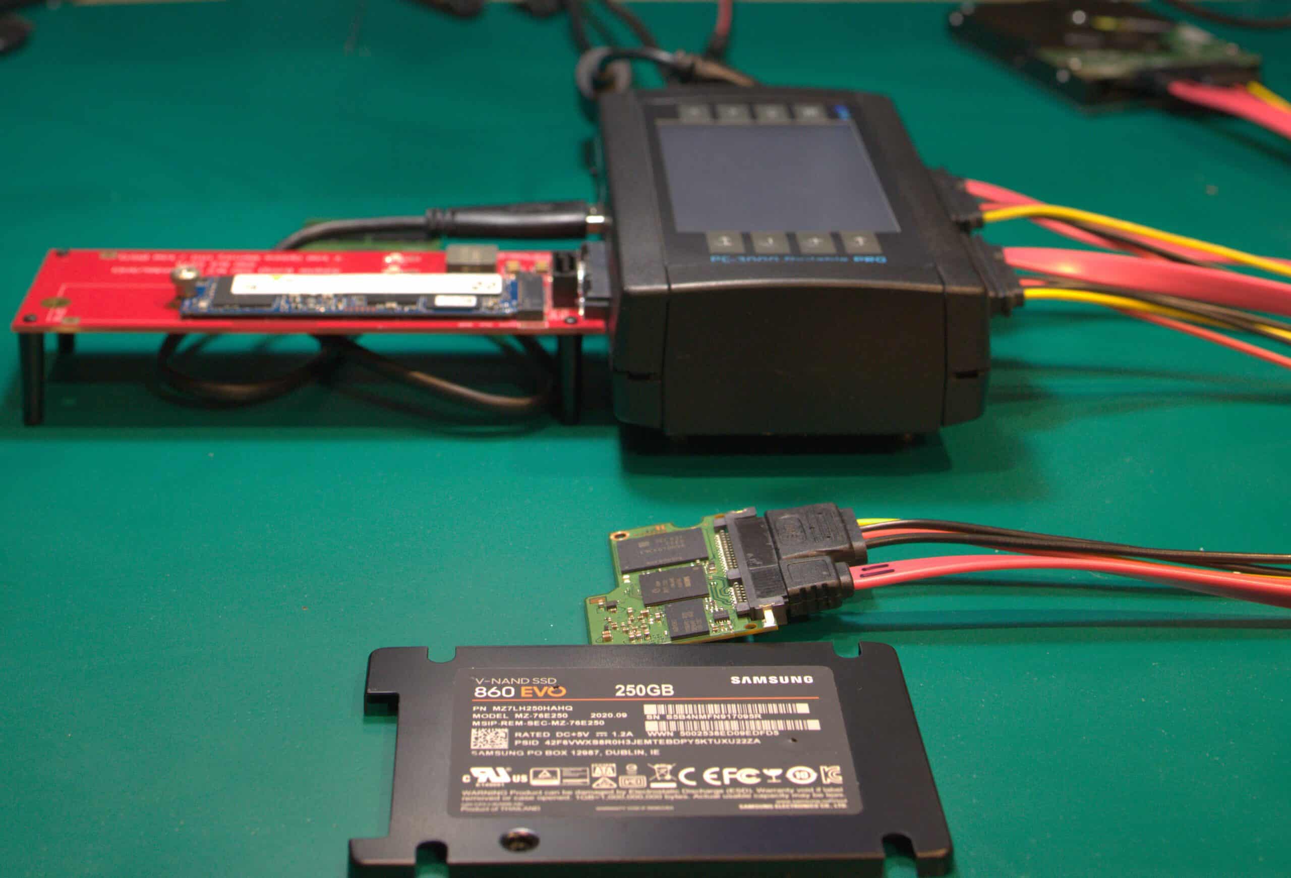 Microscope and soldering tools used for component-level SSD repair