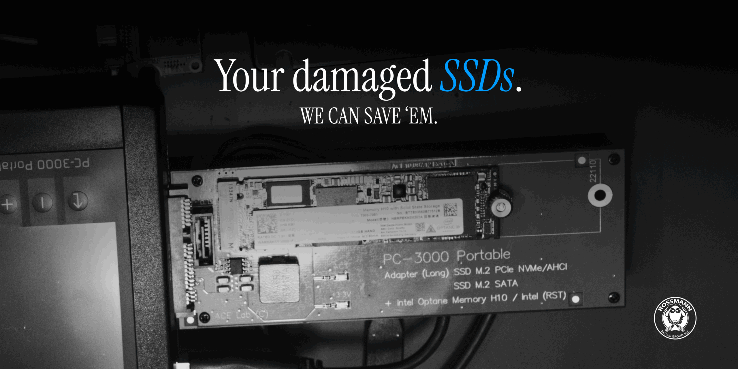 PC-3000 data recovery tool interface used for SSD recovery